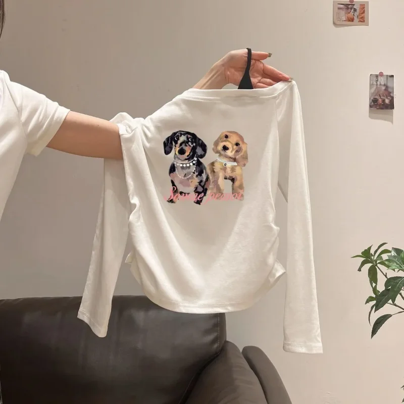 Pure Lust Temperament Женский топ с открытыми плечами и принтом щенка на одно плечо с длинными рукавами и утягивающим талией
Pure Lust Temperament Женский топ с открытыми плечами и принтом щенка на одно плечо с длинными рукавами и утягивающим талией