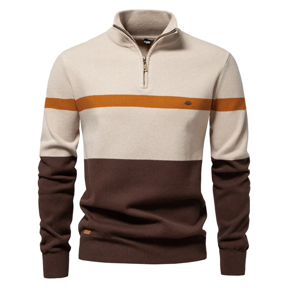2024 Autumn/Winter New European Size Stand Up Collar Half Zipper Color Blocked Knitted Sweater Quality Men's Wear
2024 Autumn/Winter New European Size Stand Up Collar Half Zipper Color Blocked Knitted Sweater Quality Men's Wear