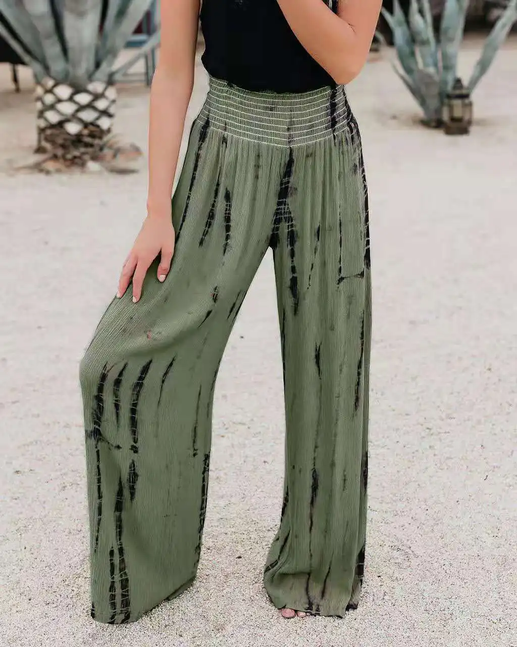 European and American fashion stretch high-waisted wide-leg pants casual pants for women
European and American fashion stretch high-waisted wide-leg pants casual pants for women