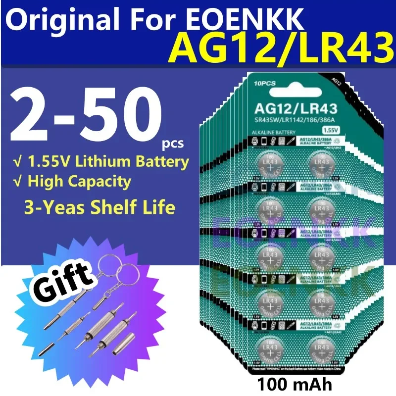 2-50pcs 1.55V AG12 LR43 AG 12 SR43 186 386 LR1142 V12GA Button Batteries SR43W SR1142 Cell Coin Watch Toys Remote Battery
2-50pcs 1.55V AG12 LR43 AG 12 SR43 186 386 LR1142 V12GA Button Batteries SR43W SR1142 Cell Coin Watch Toys Remote Battery