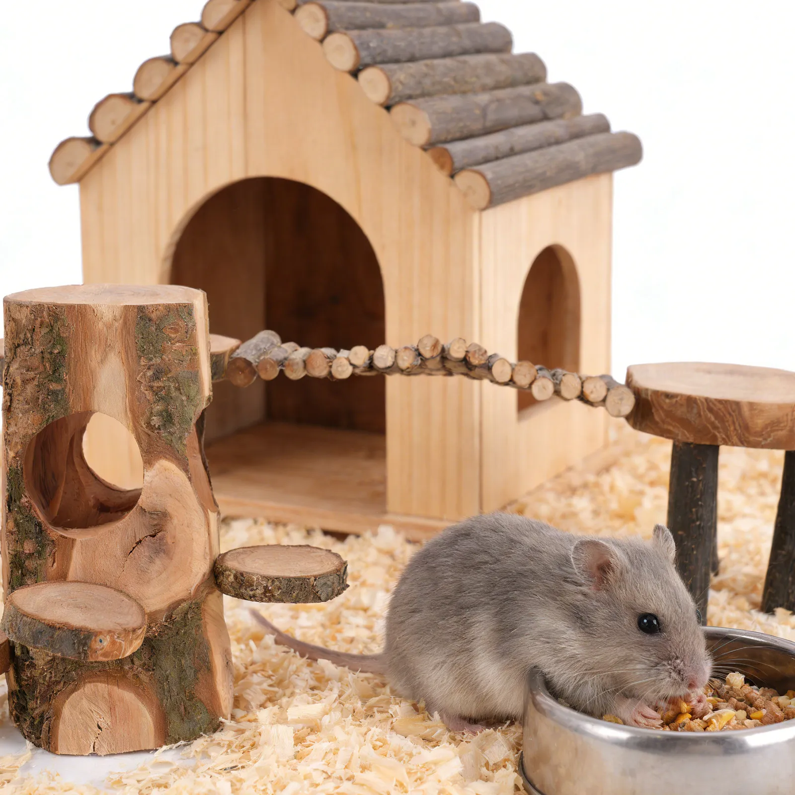 Wooden Hamster Climbing Platform with Ladder and Hideout Cave for Dwarf Hamsters Chinchillas Rabbits Small Pets Natural Wood
Wooden Hamster Climbing Platform with Ladder and Hideout Cave for Dwarf Hamsters Chinchillas Rabbits Small Pets Natural Wood