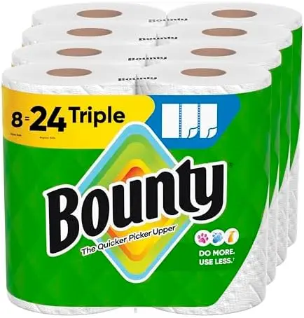 Bounty Select-A-Size Paper Towels, White, 8 Triple Rolls (24 Regular Rolls)
Bounty Select-A-Size Paper Towels, White, 8 Triple Rolls (24 Regular Rolls)