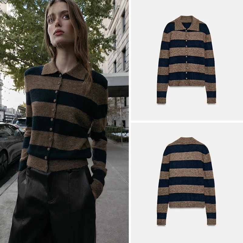 Soft Long Sleeve Neck Striped Knitted Jacket New Arrival Women's Casual Style Standard Fit Outerwear for Ladies Autumn 2025
Soft Long Sleeve Neck Striped Knitted Jacket New Arrival Women's Casual Style Standard Fit Outerwear for Ladies Autumn 2025