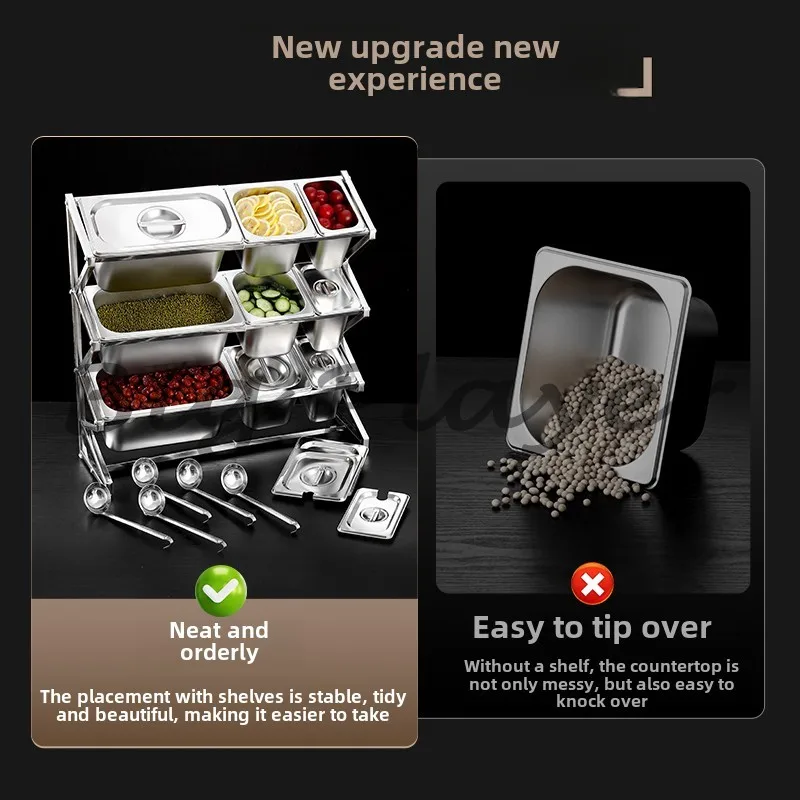 Stainless Steel 15 Grid with Open Lid Transparent Inner Milk Tea Commercial Three-layer Inclined for Milk Tea Small Seasoning
Stainless Steel 15 Grid with Open Lid Transparent Inner Milk Tea Commercial Three-layer Inclined for Milk Tea Small Seasoning