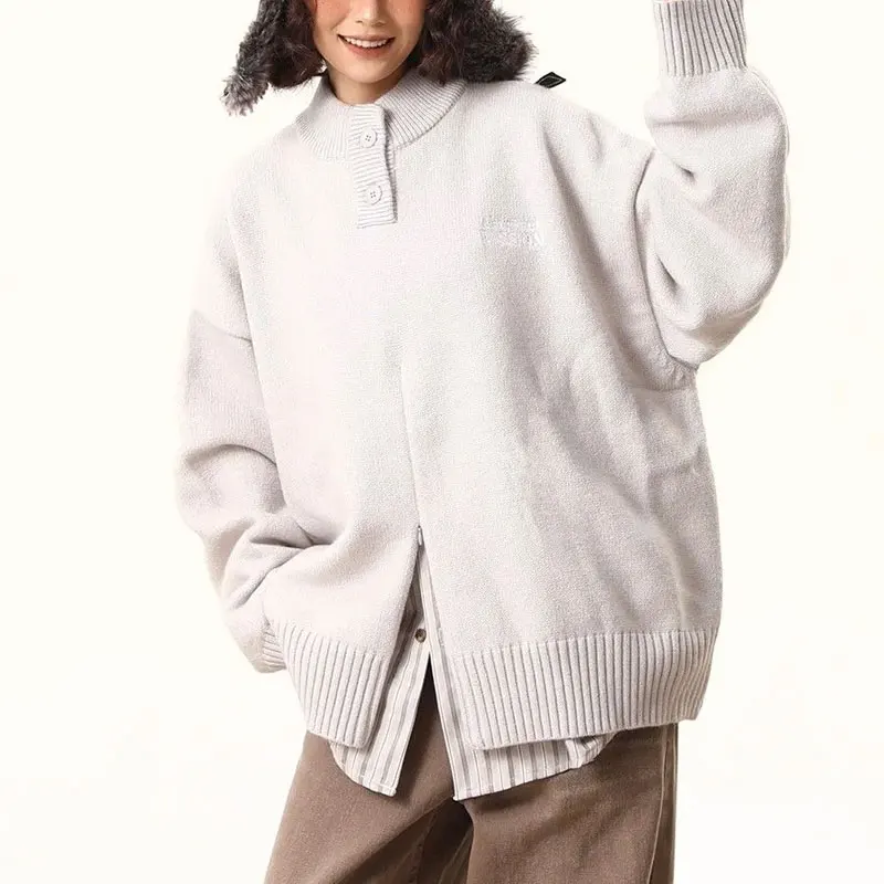 Модные вязаные пуловеры с вышивкой букв, осень-зима, женская одежда с круглым вырезом и пуговицами, свободные повседневные американские свитера
Модные вязаные пуловеры с вышивкой букв, осень-зима, женская одежда с круглым вырезом и пуговицами, свободные повседневные американские свитера