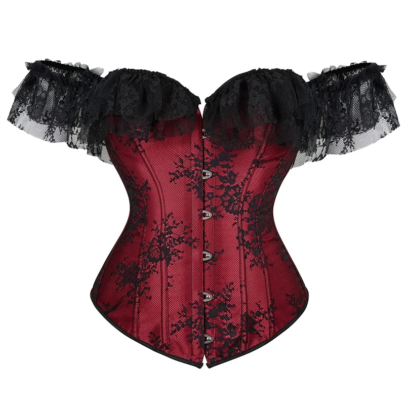 Lace Sleeves Off Shoulder Floral Overbust Corset Princess Elegant Corsets Victorian Women Sexy Bustier Showgirl Party Costume
Lace Sleeves Off Shoulder Floral Overbust Corset Princess Elegant Corsets Victorian Women Sexy Bustier Showgirl Party Costume