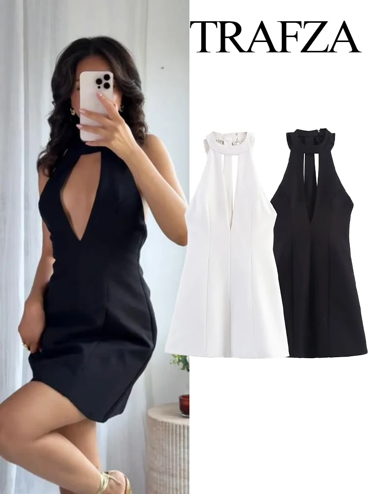HH Women Summer Sexy Backless Mini Dress Solid Hollow Out Bow Decoration Zipper Female Chic Fashion Sleeveless Dresses 2025
HH Women Summer Sexy Backless Mini Dress Solid Hollow Out Bow Decoration Zipper Female Chic Fashion Sleeveless Dresses 2025