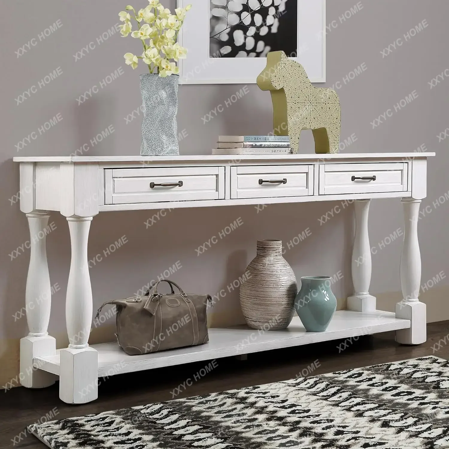 Long Antique Entry Console Table with 3 Drawers & Bottom Open Shelf, Solid Wood Sofa Table for Entryway Hallway
Long Antique Entry Console Table with 3 Drawers & Bottom Open Shelf, Solid Wood Sofa Table for Entryway Hallway