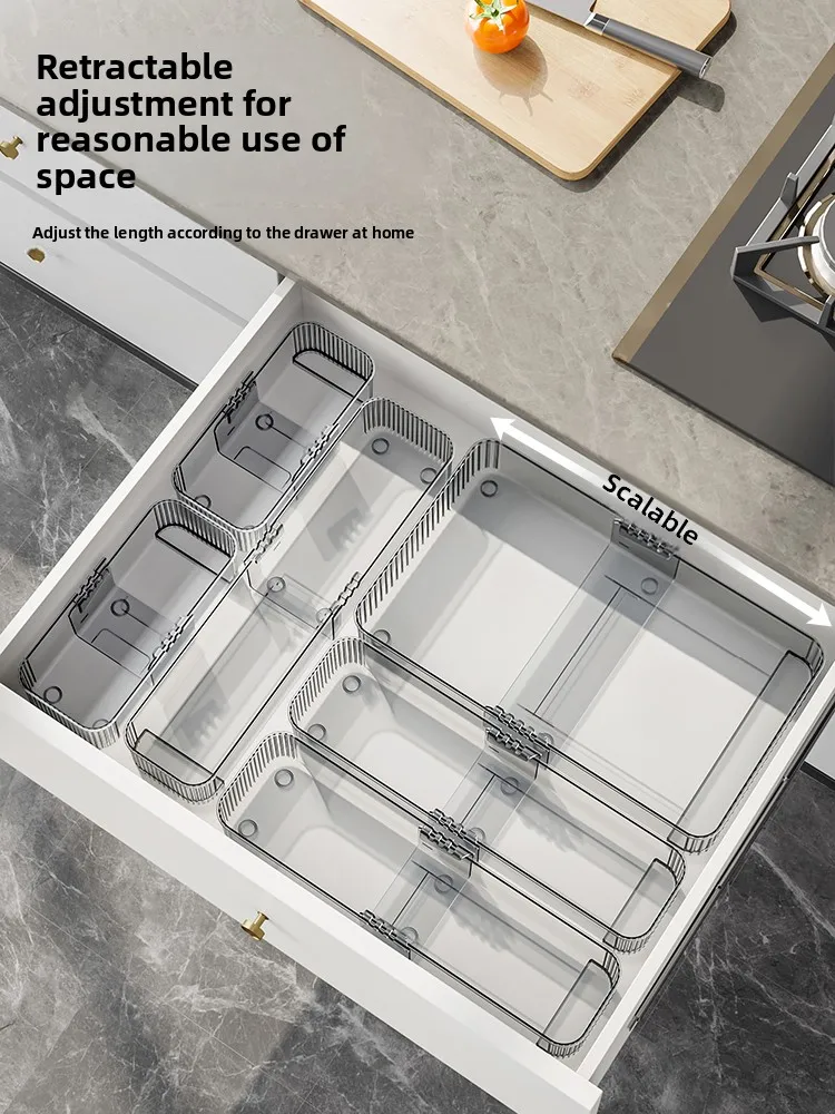 Expandable Der Cosmetic Storage Box Desktop Organizer for Kitchen eup Lipsti Sorting Box Built-In Divider Home Storage