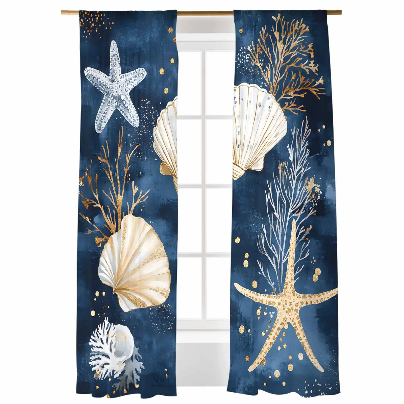 Marine Creature Shell Starfish Voile Curtains Window Treatment Sheer Curtains for Bedroom Kitchen Drapes
Marine Creature Shell Starfish Voile Curtains Window Treatment Sheer Curtains for Bedroom Kitchen Drapes