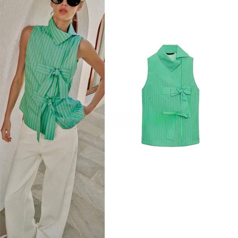 Summer New Women's Casual Style Sleeveless Plaid Shirt Collar Knot Decorated Top Commute Style Slim Fit Polyester F...
Summer New Women's Casual Style Sleeveless Plaid Shirt Collar Knot Decorated Top Commute Style Slim Fit Polyester F...