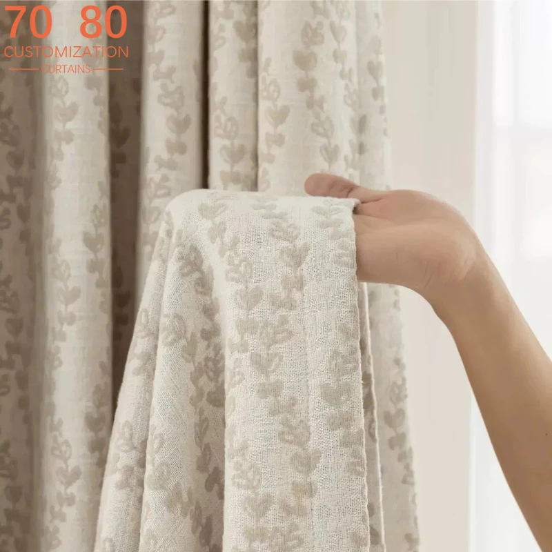 American Retro Beige Cotton Linen Jacquard Thickened Blackout Curtains for Living Room and Bedroom Customized Door Curtains
American Retro Beige Cotton Linen Jacquard Thickened Blackout Curtains for Living Room and Bedroom Customized Door Curtains