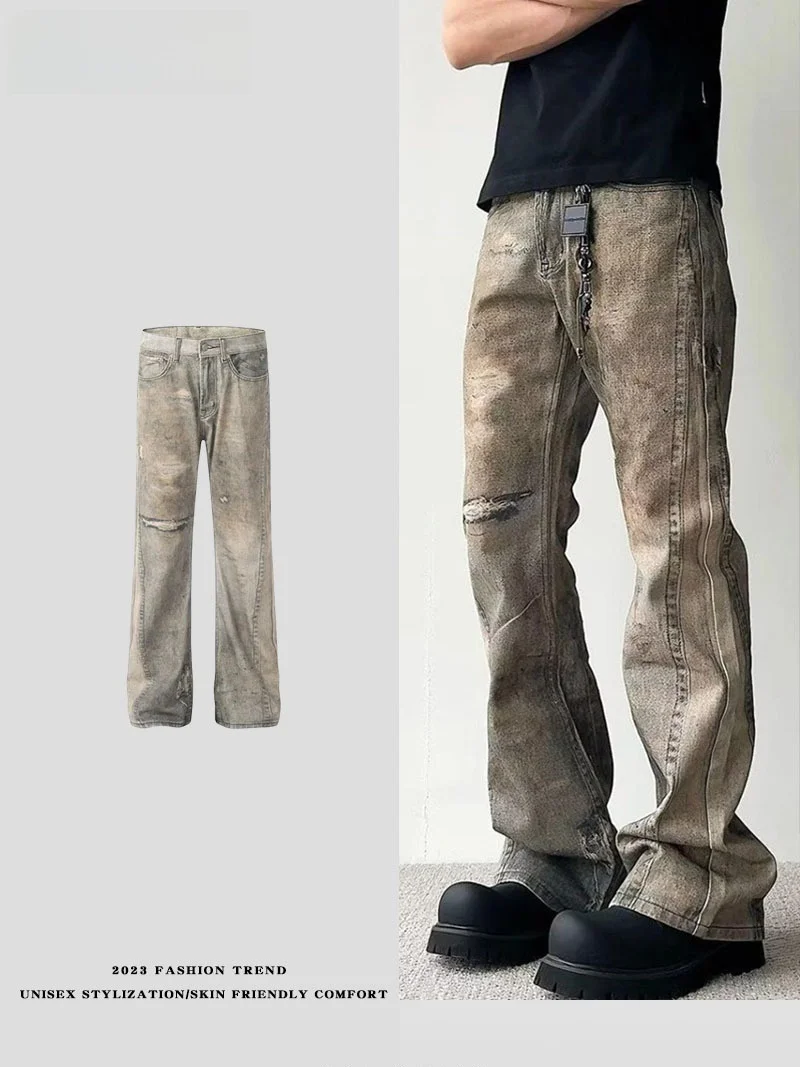 LPLN3D Printed Waste Land Style Flared Jeans Men's American Retro High Street Vibe Cool Casual Long Pants for Couples
LPLN3D Printed Waste Land Style Flared Jeans Men's American Retro High Street Vibe Cool Casual Long Pants for Couples