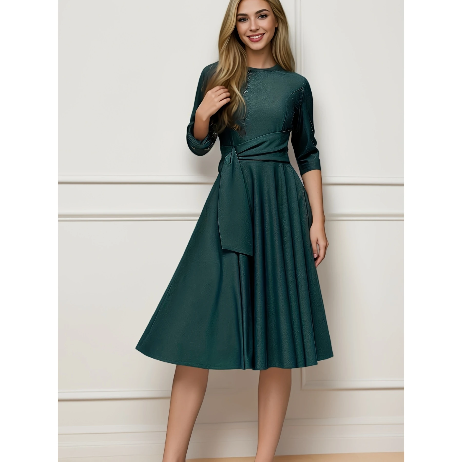 V-Ne Midi Wrap Dr Spring Summer Vintage Full Skirted Belted Waist Gathered Hemline Polyester Fabric Svel Dr
V-Ne Midi Wrap Dr Spring Summer Vintage Full Skirted Belted Waist Gathered Hemline Polyester Fabric Svel Dr