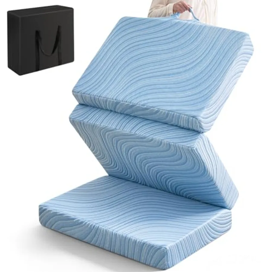 Foldable Trifold Tri Fold Portable Folding Mattress - 4 Inch Memory Foam and High Density Foam with Cooling Fabric, Floor Bed f
Foldable Trifold Tri Fold Portable Folding Mattress - 4 Inch Memory Foam and High Density Foam with Cooling Fabric, Floor Bed f
