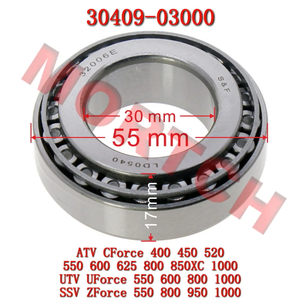 Bearing 32006 for Front Rear Axle 30409-03000 CFmoto ATV CForce UForce ZForce 950 1000 EPS Touring Sport Pro Highland XL Alpine
Bearing 32006 for Front Rear Axle 30409-03000 CFmoto ATV CForce UForce ZForce 950 1000 EPS Touring Sport Pro Highland XL Alpine