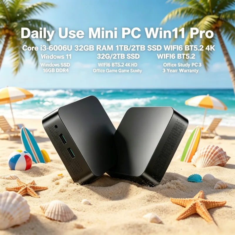 Compact Mini PC Core I3-6006U Win11 Pro 32GB RAM 1TB/2TB SSD 4K HD WiFi6 BT5.2 Home Office Game Learning Desktop
Compact Mini PC Core I3-6006U Win11 Pro 32GB RAM 1TB/2TB SSD 4K HD WiFi6 BT5.2 Home Office Game Learning Desktop