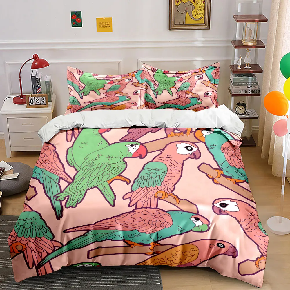 Colorful parrots perched on branches Pattern Duvet Cover Set Digital Print Colorful Polyester Bedding with Zipper Closur
Colorful parrots perched on branches Pattern Duvet Cover Set Digital Print Colorful Polyester Bedding with Zipper Closur