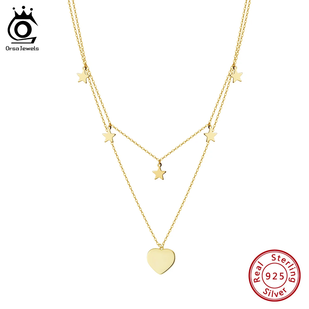 ORSA JEWELS 925 Sterling Silver Heart Pendant Layered Minimalist Stackable Choker Necklace Star Double Chain Party Jewelry BQN46
ORSA JEWELS 925 Sterling Silver Heart Pendant Layered Minimalist Stackable Choker Necklace Star Double Chain Party Jewelry BQN46