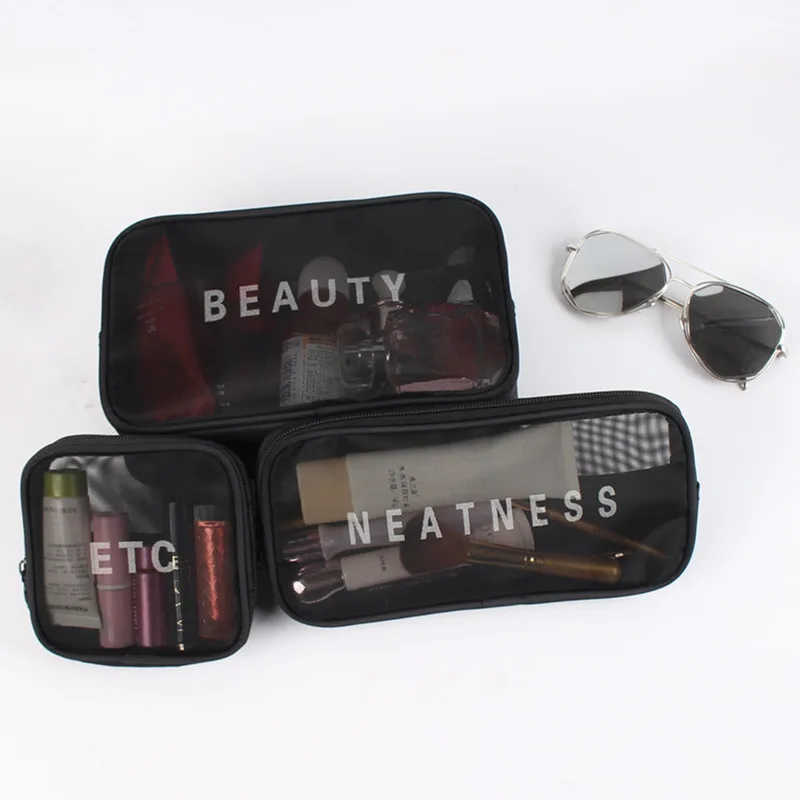 3pcs/set Mesh Breathable Cosmetic Bag Mesh 3pcs Set Black See-through Travel Portable Makeup Organizer
3pcs/set Mesh Breathable Cosmetic Bag Mesh 3pcs Set Black See-through Travel Portable Makeup Organizer