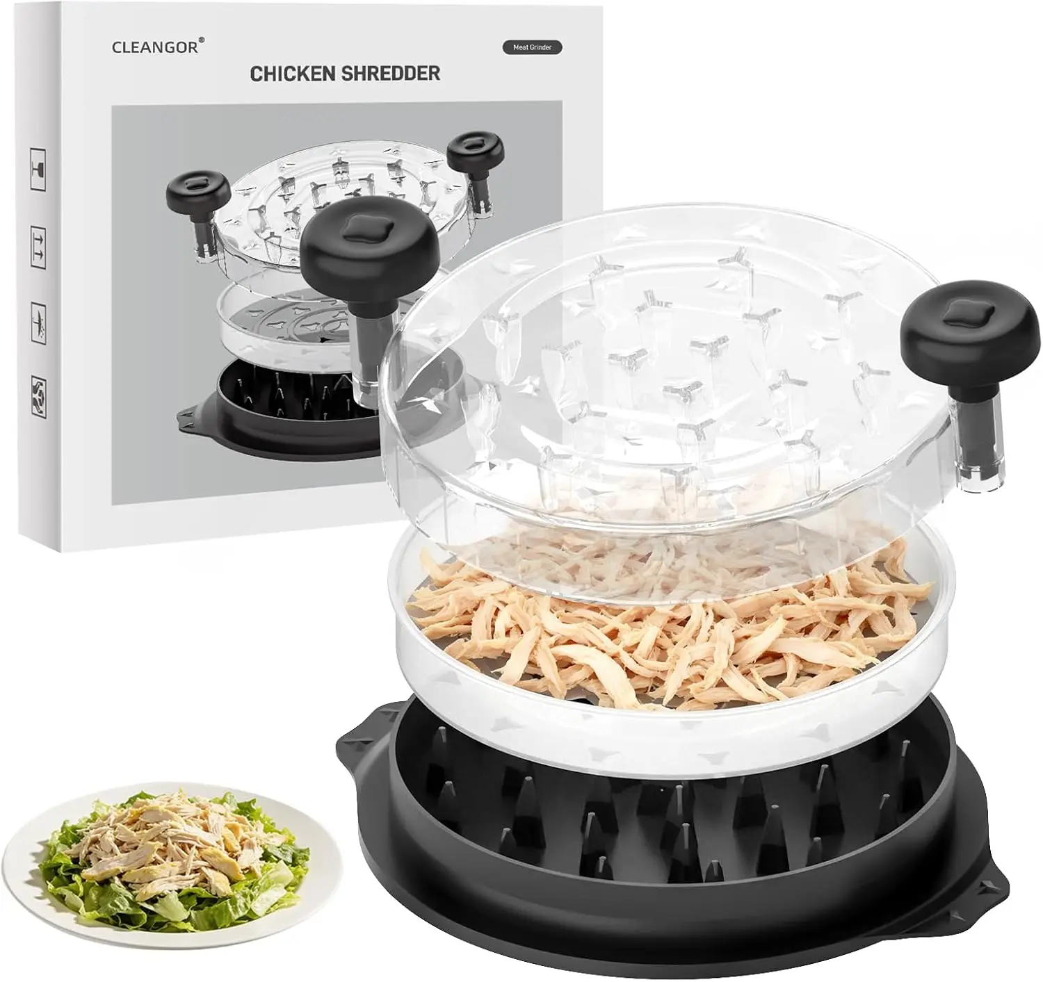Cleangor Chicken Shredder Tool Twist, Visible Chicken Breast Shredder Tool Meat Shredder with Removable Tray, Ergonomic Handle, Non-Slip Base Food Shredder Tool for Chicken, Pork, Beef, Fish
Cleangor Chicken Shredder Tool Twist, Visible Chicken Breast Shredder Tool Meat Shredder with Removable Tray, Ergonomic Handle, Non-Slip Base Food Shredder Tool for Chicken, Pork, Beef, Fish