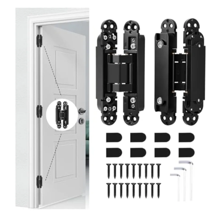 Heavy Duty 3-Way Adjustable Concealed Hinges, 6" Invisible Hidden Door Hinges for Secret Doors and Bookcases, 180° Silent Zinc
Heavy Duty 3-Way Adjustable Concealed Hinges, 6" Invisible Hidden Door Hinges for Secret Doors and Bookcases, 180° Silent Zinc