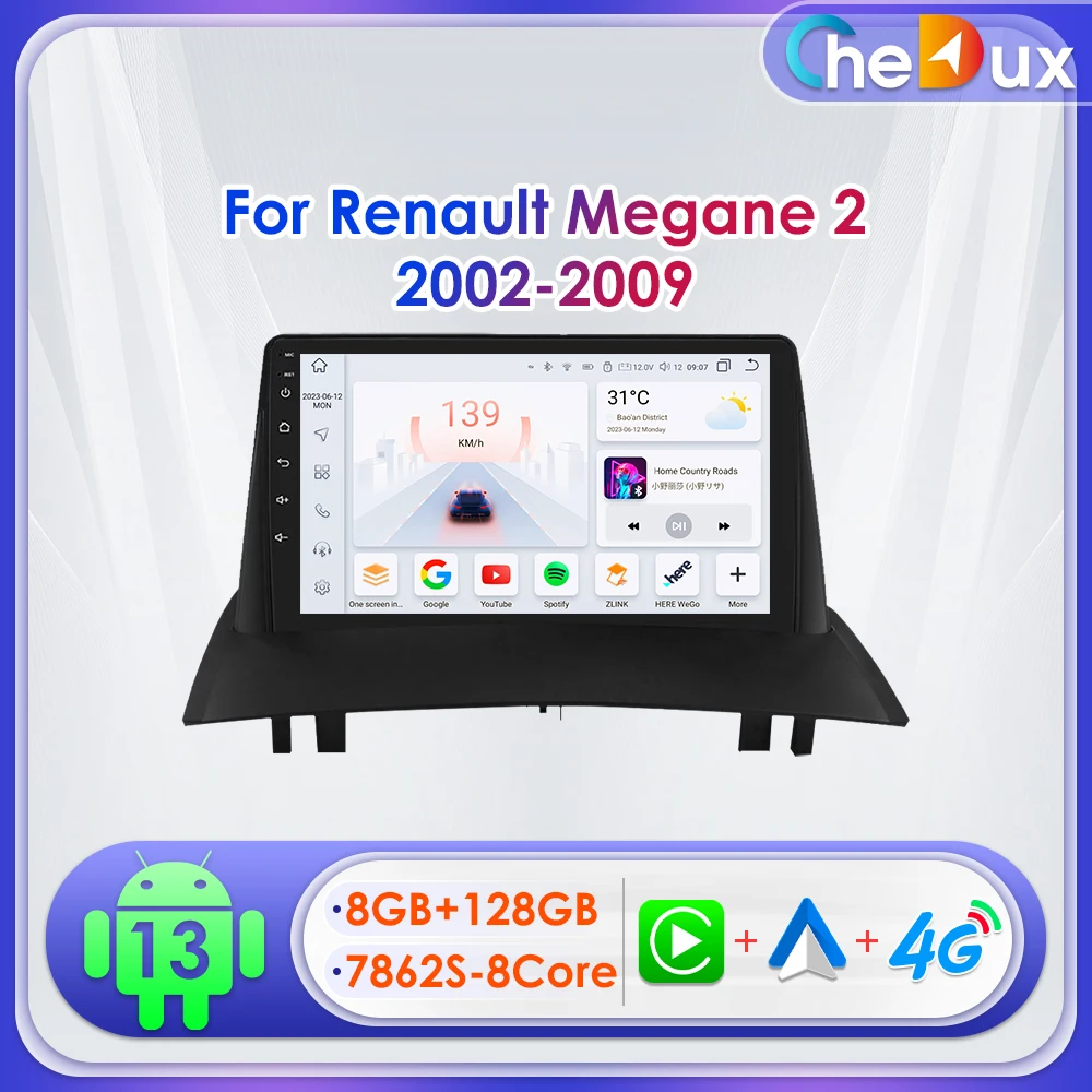 9" Chedux 2Din Android Auto Car Radio for Renault Megane 2 2002 - 2009 UI7862 Multimedia GPS Navigation DSP RDS 4G BT CarPlay
9" Chedux 2Din Android Auto Car Radio for Renault Megane 2 2002 - 2009 UI7862 Multimedia GPS Navigation DSP RDS 4G BT CarPlay