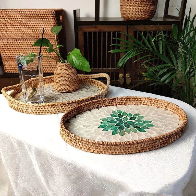 Rattan Basket HandWoven Fruit Storage Breakfast Severing Tray Drinks Snack Coffee Platters Bread Plate Home Tableware Organizer
Rattan Basket HandWoven Fruit Storage Breakfast Severing Tray Drinks Snack Coffee Platters Bread Plate Home Tableware Organizer
