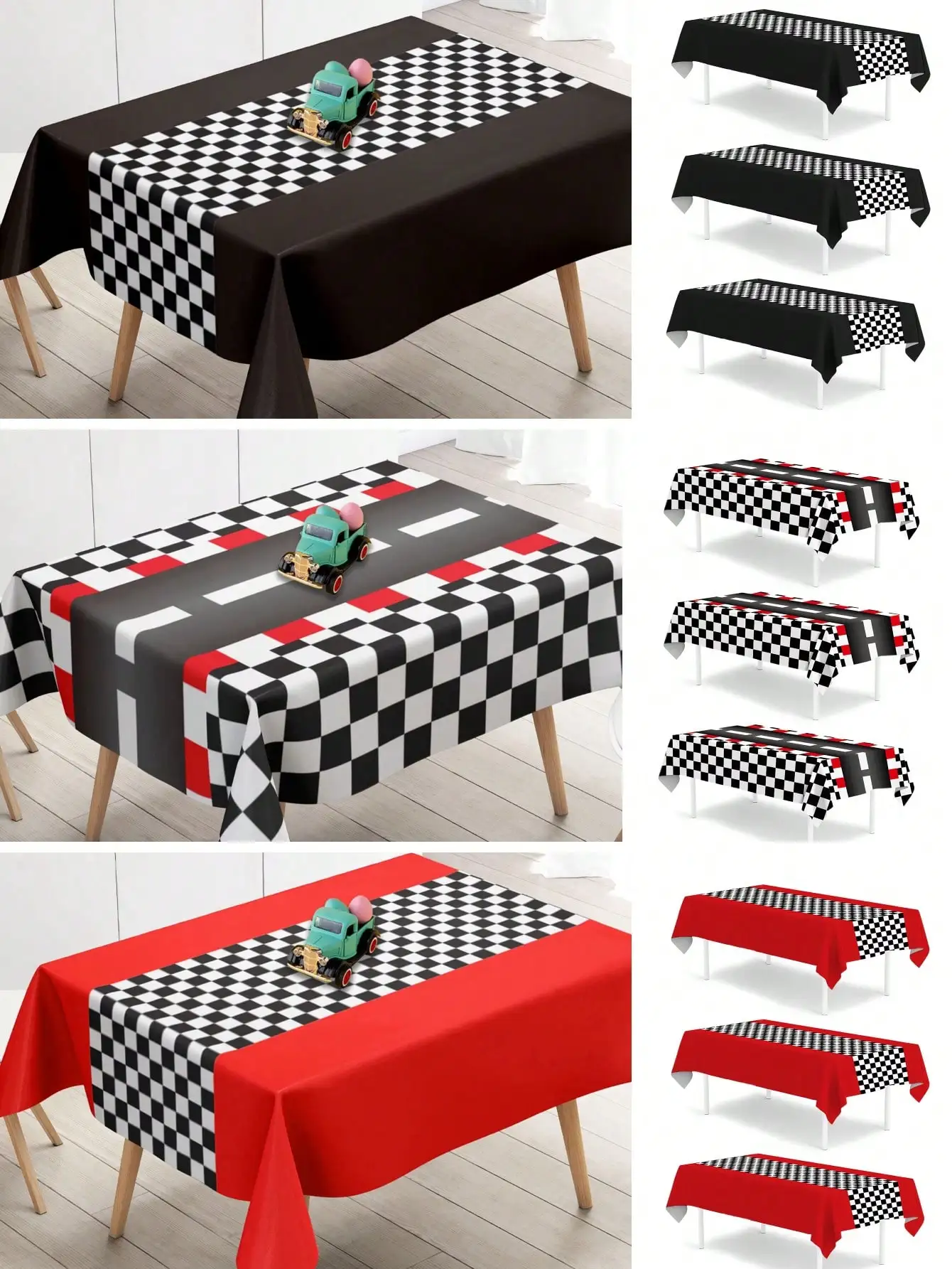 1pc/3pcs Checkered Race Track Tablecloth Set - Black White Red Disposable Plastic Table Cover for Party Decor
1pc/3pcs Checkered Race Track Tablecloth Set - Black White Red Disposable Plastic Table Cover for Party Decor