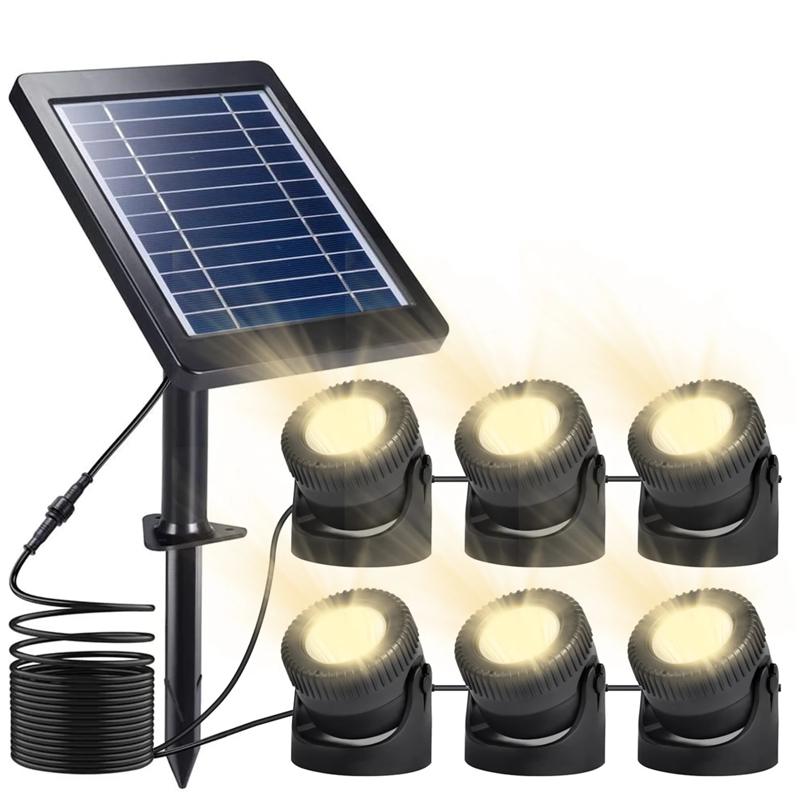 Set of 6 Warm White Solar Pond Lights LED Submersible Fountain Lights IP68 Waterproof Underwater Landscape Spotlights with 3 Lig 
Set of 6 Warm White Solar Pond Lights LED Submersible Fountain Lights IP68 Waterproof Underwater Landscape Spotlights with 3 Lig