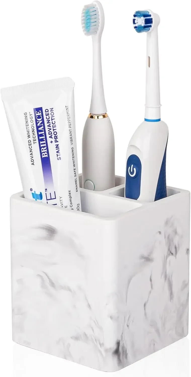 3-Slot Diatomite Toothbrush Holder for Bathroom Countertop, Electric Toothbrush & Toothpaste Organizer, Marble White
3-Slot Diatomite Toothbrush Holder for Bathroom Countertop, Electric Toothbrush & Toothpaste Organizer, Marble White
