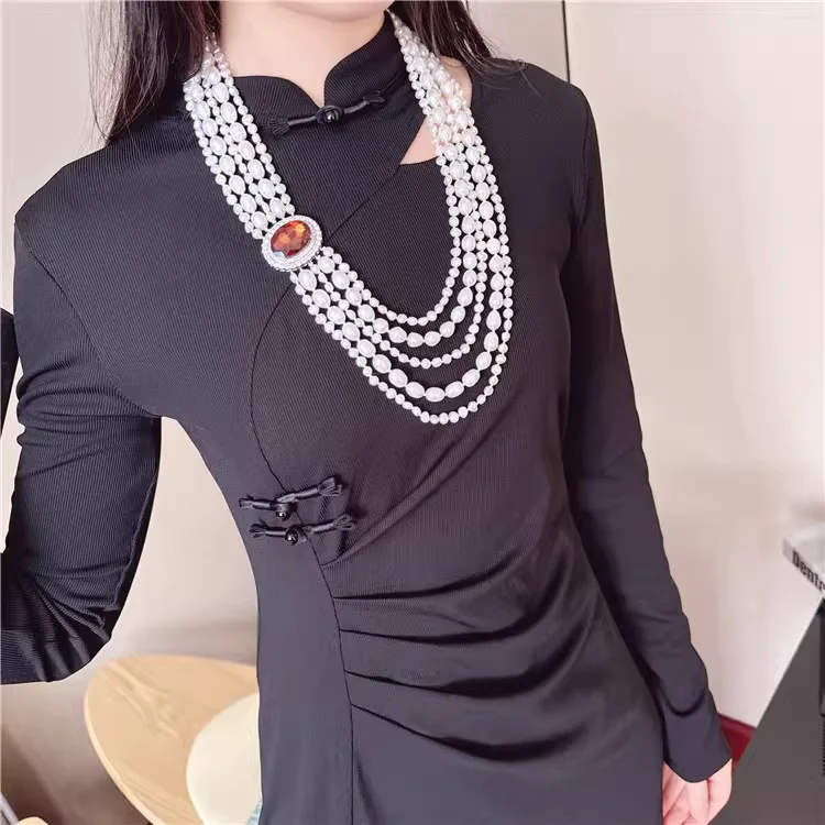 Natural Baroque Pearl Necklace Multi layered Long Sweater Necklace
Natural Baroque Pearl Necklace Multi layered Long Sweater Necklace