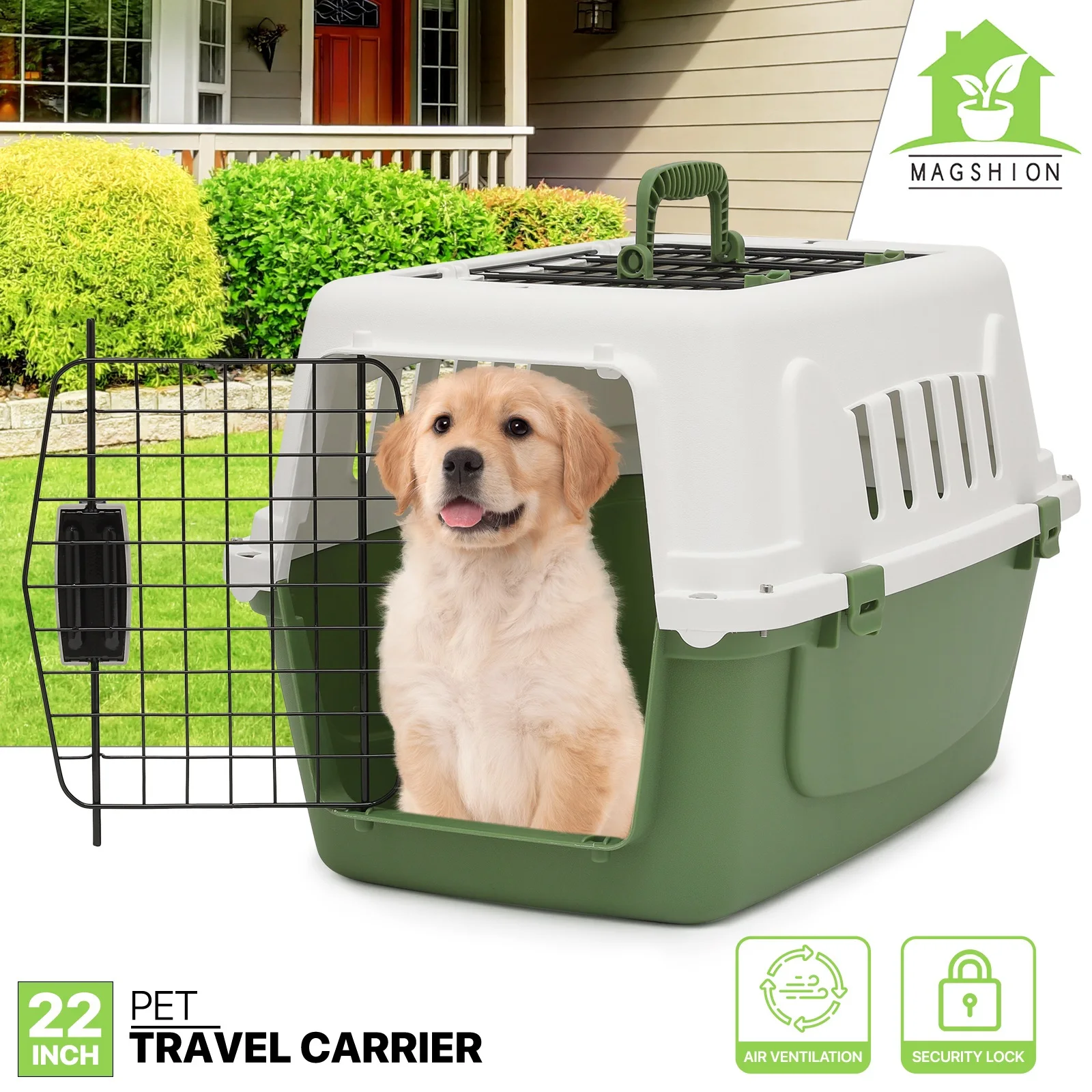 Magshion Pets Plastic Carrier, 22-Inch Hard-Sided 2-Door Top-Loading Kennel for Small Dogs and CatsLonger Traveling, Durable Handle, and 4 Sides Ventilation for Pet Up 22 lbs
Magshion Pets Plastic Carrier, 22-Inch Hard-Sided 2-Door Top-Loading Kennel for Small Dogs and CatsLonger Traveling, Durable Handle, and 4 Sides Ventilation for Pet Up 22 lbs