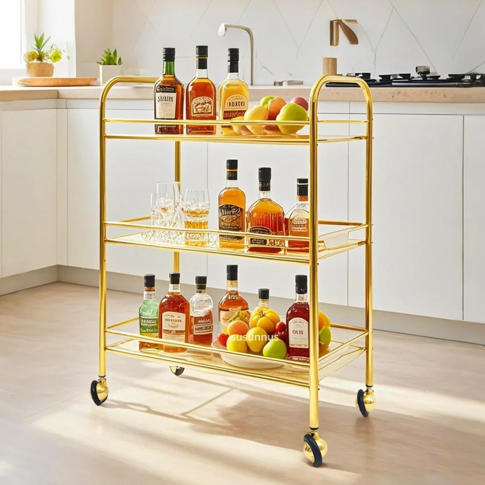 Bar Cart with Wheels,Stainless Steel Cart with Wheels 3 Tier,Metal Rolling Cart,Four-Dimensional Guardrail Design,Gol
Bar Cart with Wheels,Stainless Steel Cart with Wheels 3 Tier,Metal Rolling Cart,Four-Dimensional Guardrail Design,Gol