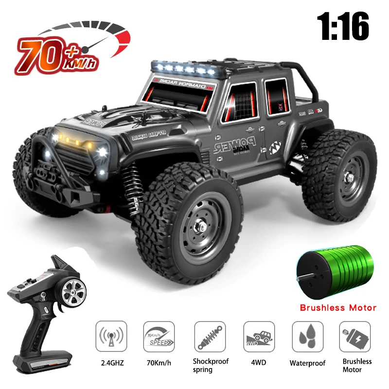 16103Pro Rc Car 1/16 4x4 Off Road Brushless Motor with Light Remote Control Cars High Speed Drift Monster Truck Adults Toys
16103Pro Rc Car 1/16 4x4 Off Road Brushless Motor with Light Remote Control Cars High Speed Drift Monster Truck Adults Toys