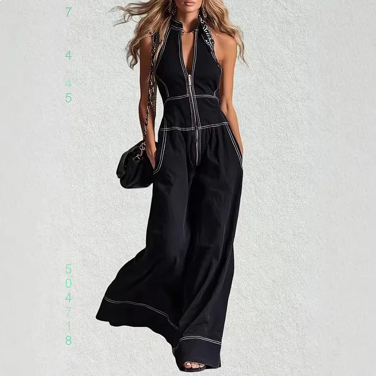 Wide Leg Jumpsuit Women Summer Spring Casual Elegant Sleeveless Front Zipper Overall Romper Playsuit
Wide Leg Jumpsuit Women Summer Spring Casual Elegant Sleeveless Front Zipper Overall Romper Playsuit