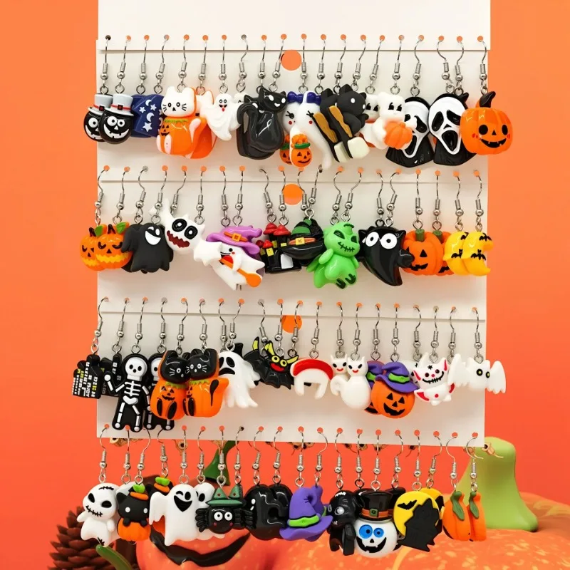 Halloween Fashion Creative Cartoon Earrings, Personalized Cute Pumpkin Ghost Bat Earrings Set
Halloween Fashion Creative Cartoon Earrings, Personalized Cute Pumpkin Ghost Bat Earrings Set