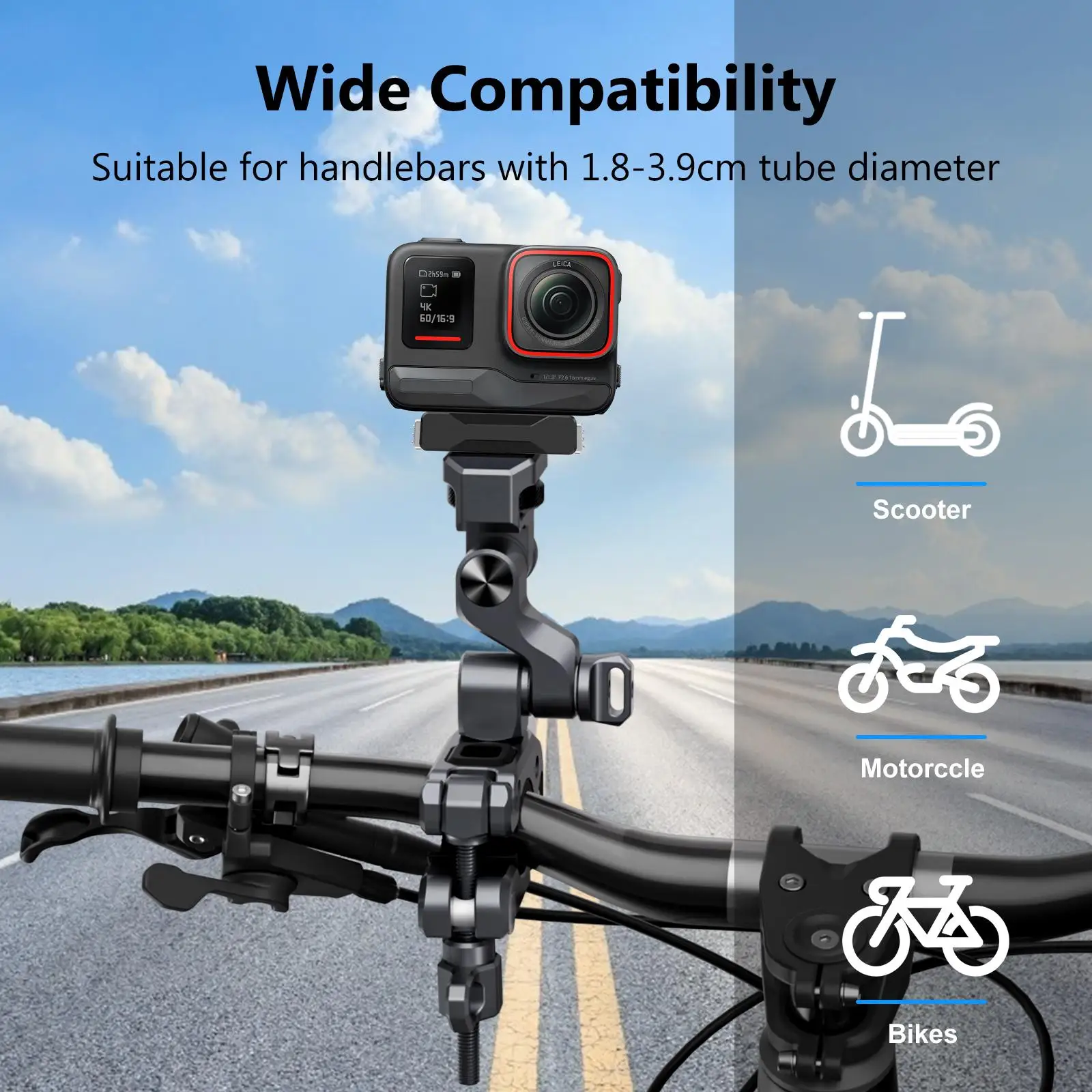 PULUZ Shake-Free Stable Bicycle Handlebar Mount 3-Way Gimbal Rotatable Camera Bracket For DJI Osmo Action 6, For Insta360 X5
PULUZ Shake-Free Stable Bicycle Handlebar Mount 3-Way Gimbal Rotatable Camera Bracket For DJI Osmo Action 6, For Insta360 X5