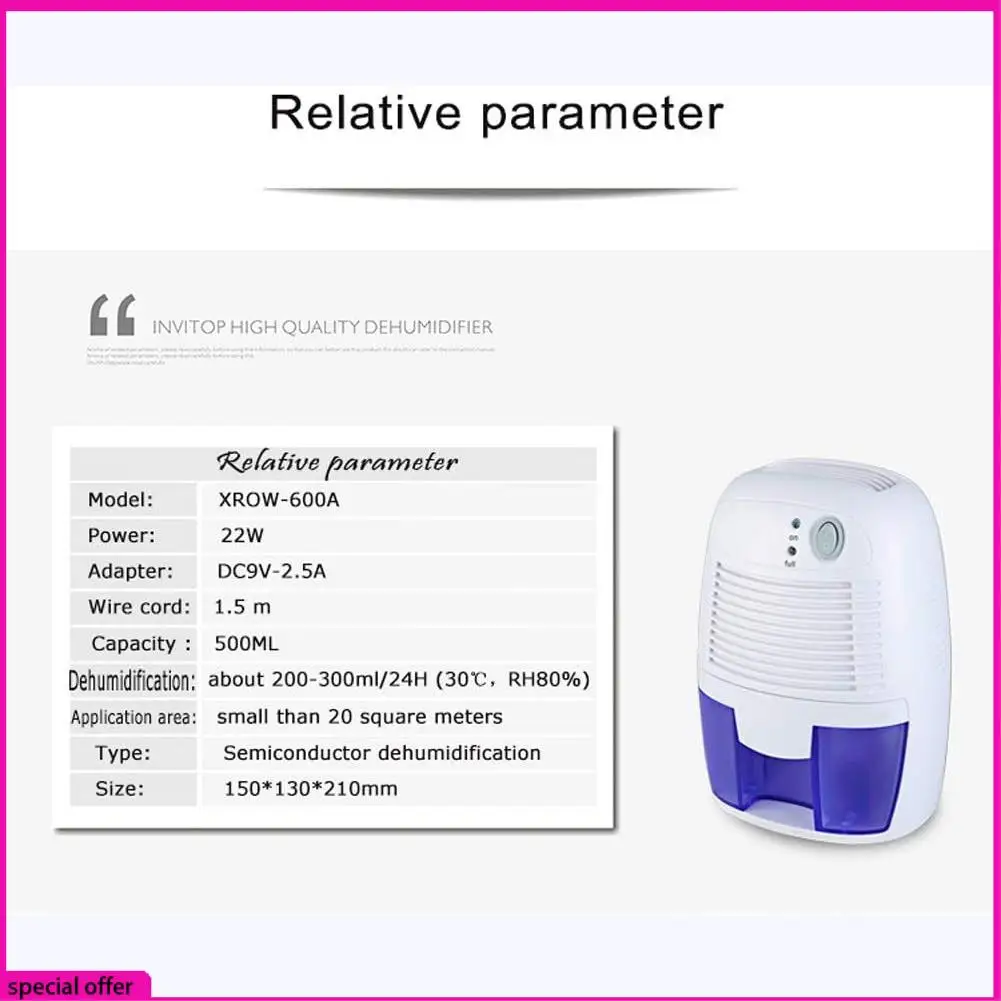 A65Z мини-осушитель USB портативный осушитель воздуха с электрическим охлаждением с резервуаром для воды 500 мл для дома, спальни, кухни, офиса, автомобиля
A65Z мини-осушитель USB портативный осушитель воздуха с электрическим охлаждением с резервуаром для воды 500 мл для дома, спальни, кухни, офиса, автомобиля