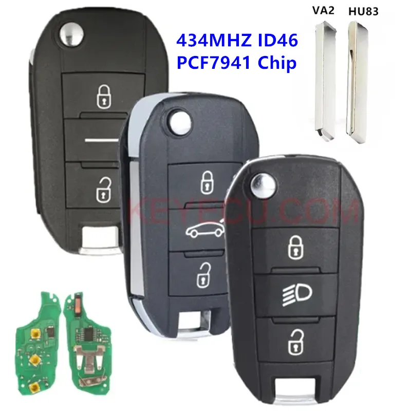 KEYECU Replacement Flip Remote Key Fob 434MHZ ID46 PCF7941 Chip 5FA010 for Peugeot 208 2008 301 308 508 5008 C*itroen C4-Cactus
KEYECU Replacement Flip Remote Key Fob 434MHZ ID46 PCF7941 Chip 5FA010 for Peugeot 208 2008 301 308 508 5008 C*itroen C4-Cactus