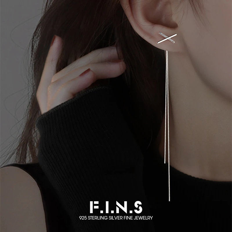 F.I.N.S S925 Sterling Silver Cross-Shaped Thin Ear Line New Trend Fashion Earrings Double Wear Long Ear Drop Tassel for Women
F.I.N.S S925 Sterling Silver Cross-Shaped Thin Ear Line New Trend Fashion Earrings Double Wear Long Ear Drop Tassel for Women