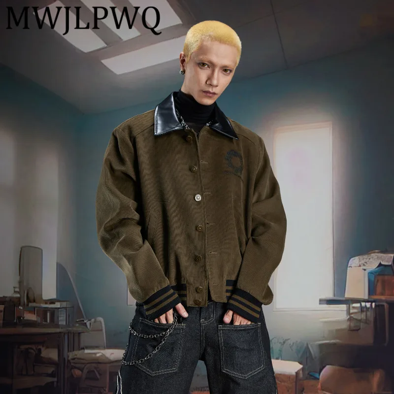 MWJLPWQ Embroidered Design Corduroy Leather Collar Jacket Men's Niched Lapel High Street Button Spring Autumn Casual Coat 11919
MWJLPWQ Embroidered Design Corduroy Leather Collar Jacket Men's Niched Lapel High Street Button Spring Autumn Casual Coat 11919