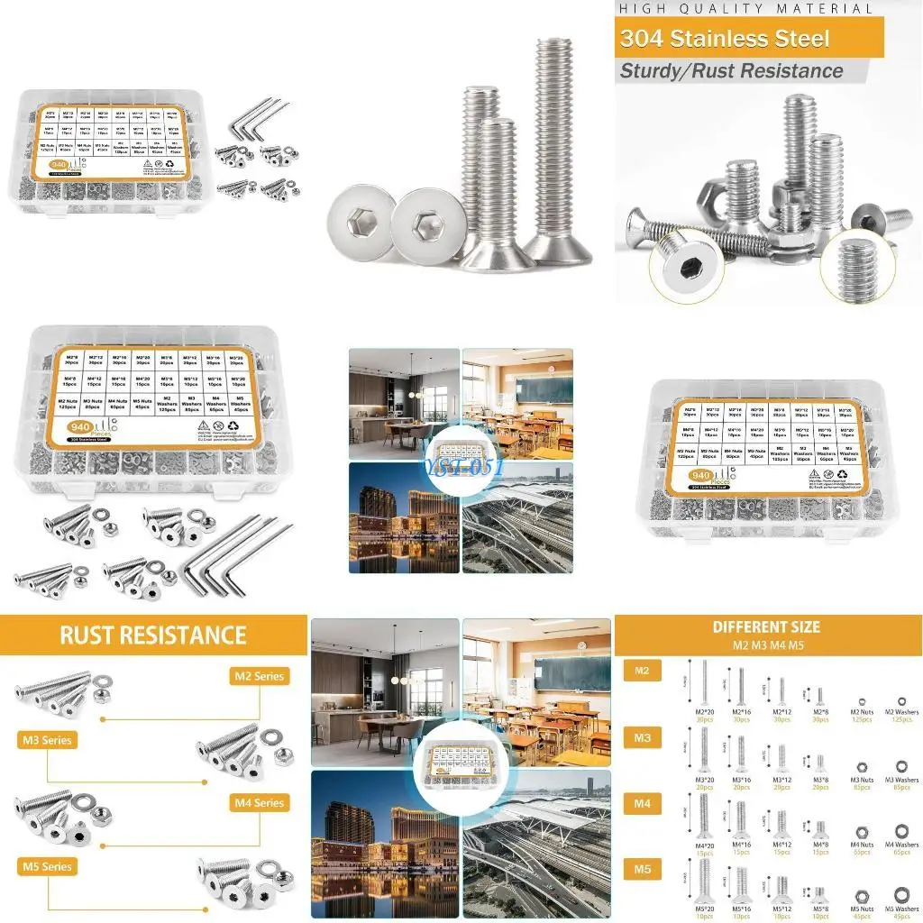 E15A Massive Screw Set Countersunk Screw with Hexs Socket Set Stainless Steel Screw Assortment set with Storage Box for DIY
E15A Massive Screw Set Countersunk Screw with Hexs Socket Set Stainless Steel Screw Assortment set with Storage Box for DIY