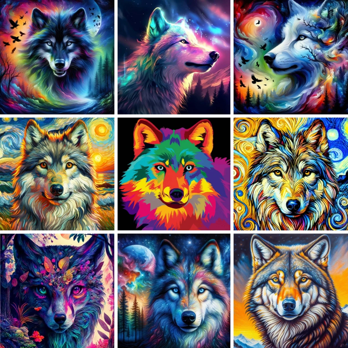 Full Diamond Painting Rhinestone Cross Stitch Kit Colorful Neon Wolf Portrait Wolves Animals Wildlife Living Room Wall Hanging
Full Diamond Painting Rhinestone Cross Stitch Kit Colorful Neon Wolf Portrait Wolves Animals Wildlife Living Room Wall Hanging