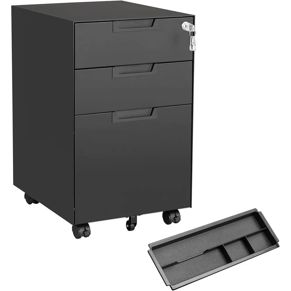 3-Drawer Metal Cabinet with Lock, Black Finish, Suitable for Home or Office, Under Desk, Letter/Legal/A4 File Storage
3-Drawer Metal Cabinet with Lock, Black Finish, Suitable for Home or Office, Under Desk, Letter/Legal/A4 File Storage