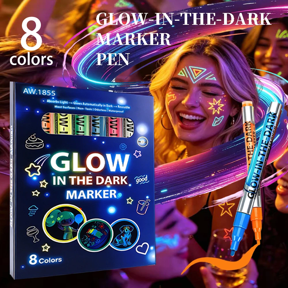 8 colors Glow-in-the-Dark Markers Party Dance Music Festival Body & Face Painting Non-Toxic Multiple materials available
8 colors Glow-in-the-Dark Markers Party Dance Music Festival Body & Face Painting Non-Toxic Multiple materials available
