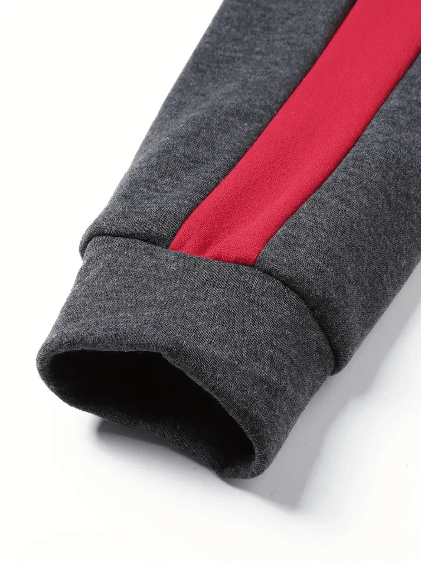 Mens Charcoal Gray Hoodie And Jogger Set With Red Side Stripes Casual Sportswear
Mens Charcoal Gray Hoodie And Jogger Set With Red Side Stripes Casual Sportswear