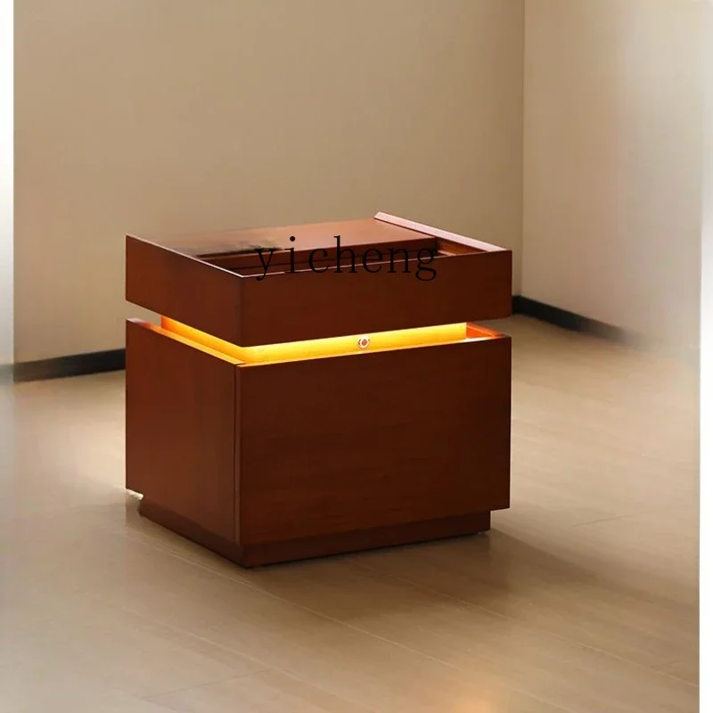 retro solid wood bedside table side cabinet bedroom locker with light strip log furniture 
retro solid wood bedside table side cabinet bedroom locker with light strip log furniture