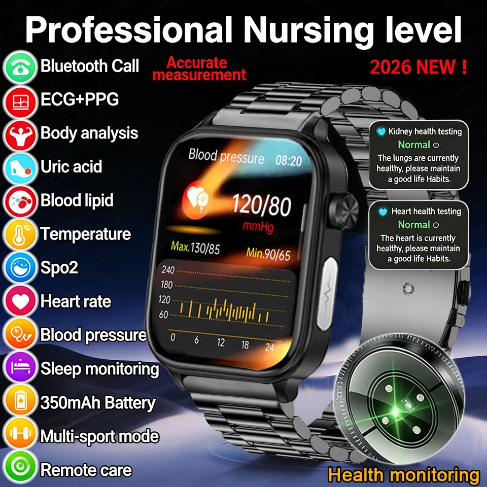 ECG+PPG Blood Pressure Cure Smart Watch Blood Lipid Uric Acid Body Temperature Heart Rate HD Call Health Sports Smartwatch Men
ECG+PPG Blood Pressure Cure Smart Watch Blood Lipid Uric Acid Body Temperature Heart Rate HD Call Health Sports Smartwatch Men