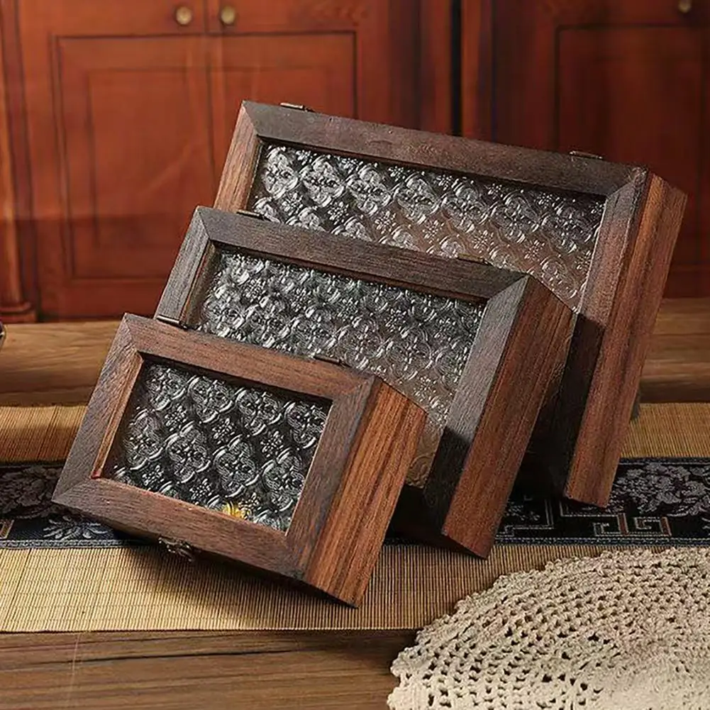 Walnut Wood Jewelry Box Vintage Wooden Jewelry Storage Box with Glass Lid Dustproof Buckle Case Retro Decorative for Small
Walnut Wood Jewelry Box Vintage Wooden Jewelry Storage Box with Glass Lid Dustproof Buckle Case Retro Decorative for Small